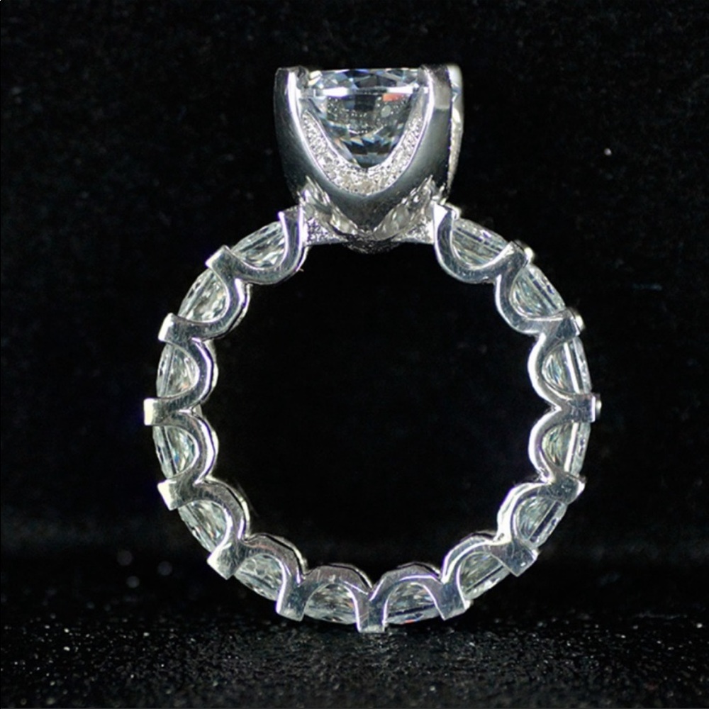 ENGAGEMENT 925 STERLING SILVER DIAMOND RING - Picture 4 of 6